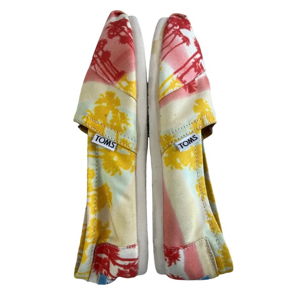 Toms Orange Palm Trees Classic Slip-On Loafers Size W7 - Picture 6 of 14